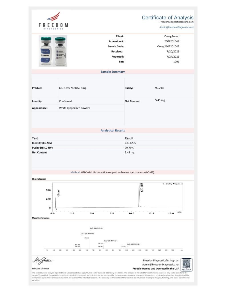 OmA – CJC-1295 certificate of analysis — lab scan 2 of 4