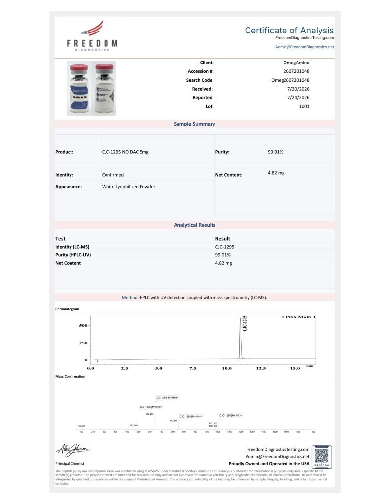 OmA – CJC-1295 certificate of analysis — lab scan 3 of 4