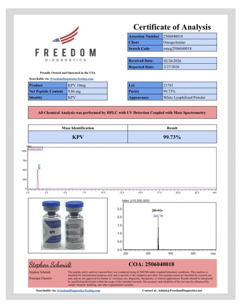 OmA – KPV certificate of analysis — lab scan 3 of 4