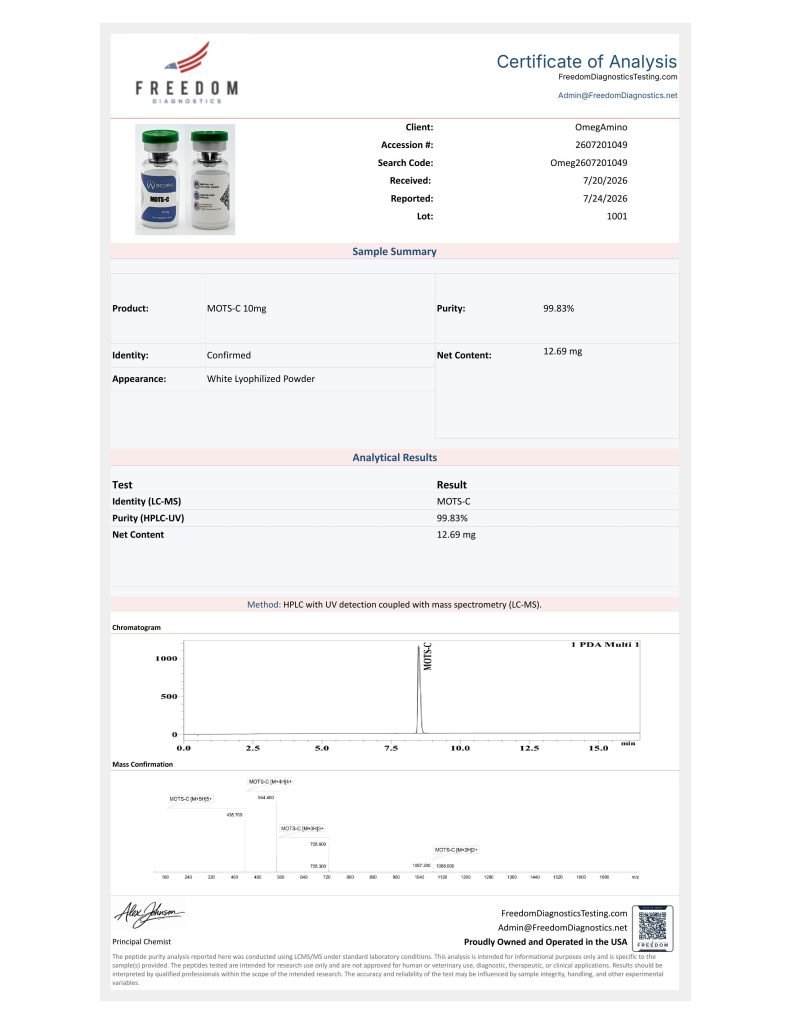 OmA – Mots-C certificate of analysis — lab scan 2 of 4