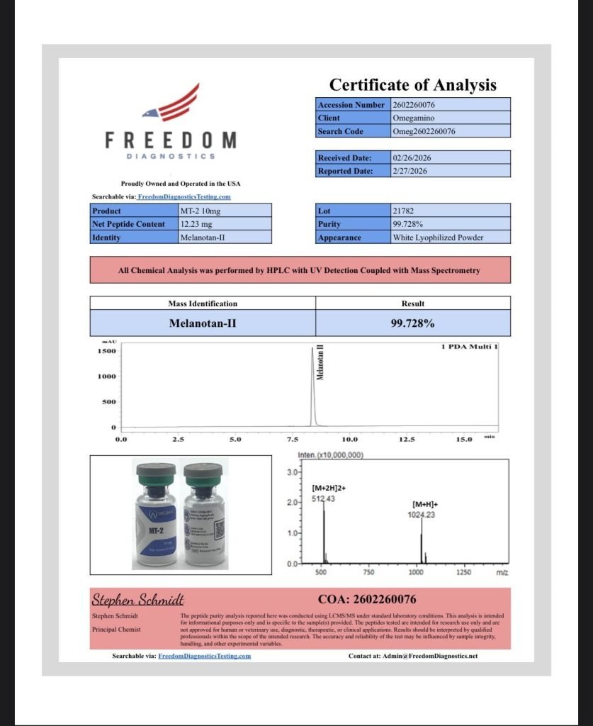 OmA – MT2 certificate of analysis — lab scan 3 of 3