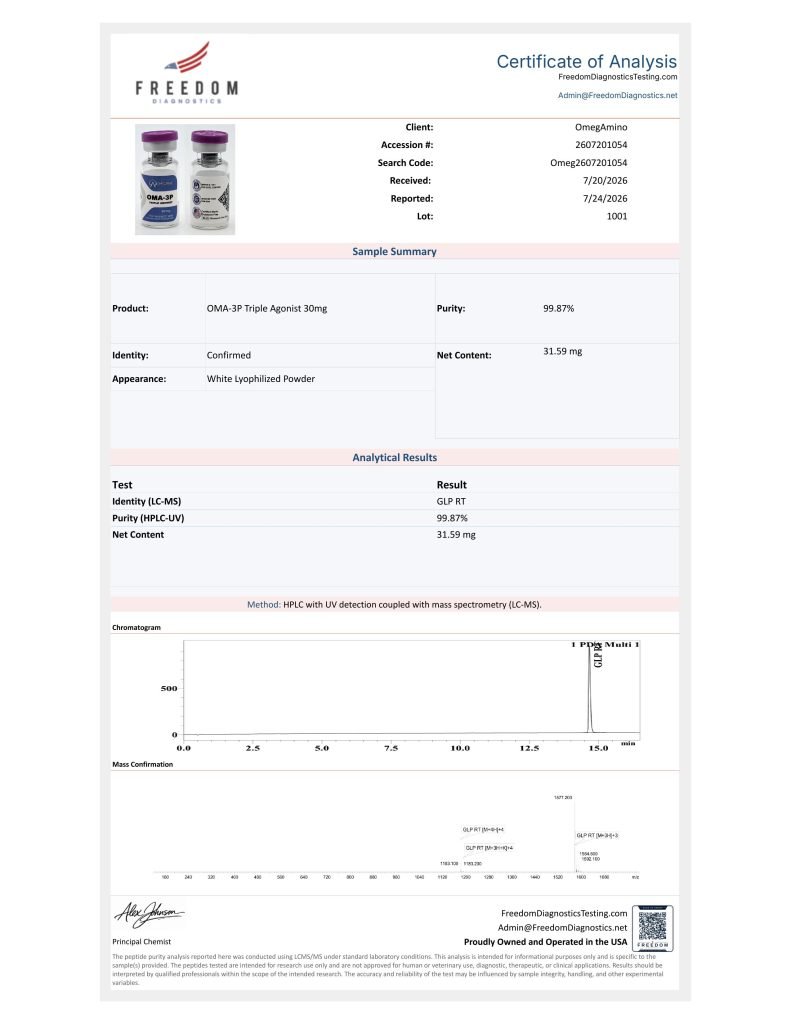 OmA – 3p 30 certificate of analysis — lab scan 1 of 3