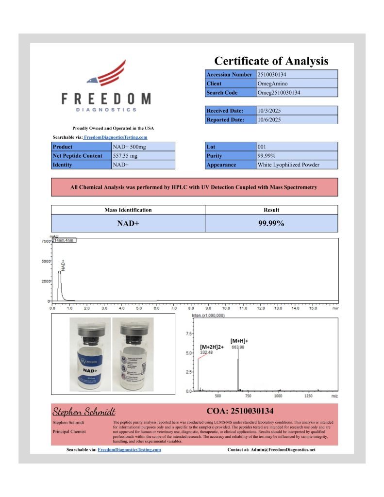 OmA – NAD+ certificate of analysis — lab scan 3 of 3