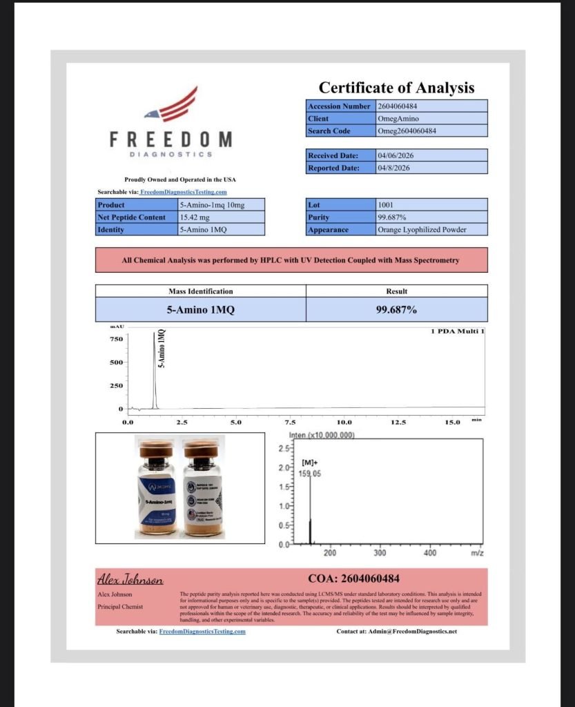 OmA – 5Amino-1MQ certificate of analysis — lab scan 2 of 2