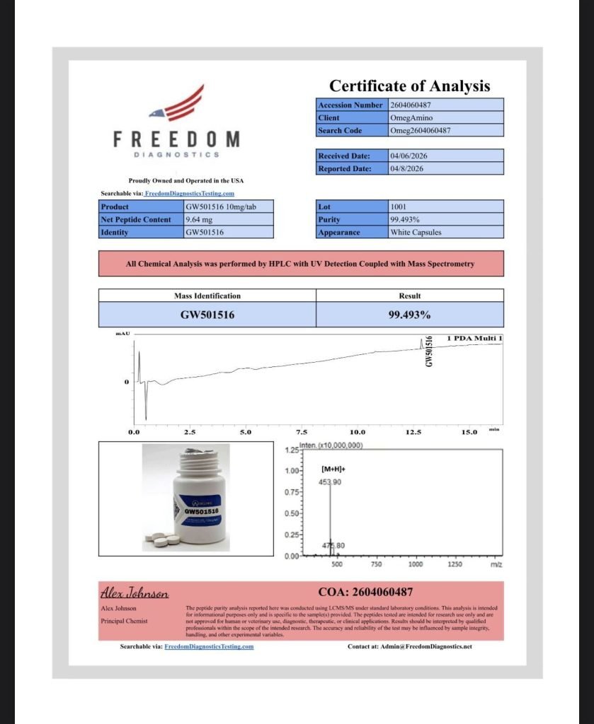 OmA – Cardarine certificate of analysis — lab scan 2 of 2